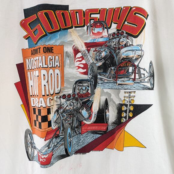 Vtg 1992 Drag Racing Mens L T-Shirt Autographed Pure Hell Larry Huff Goodguys - Picture 2 of 10
